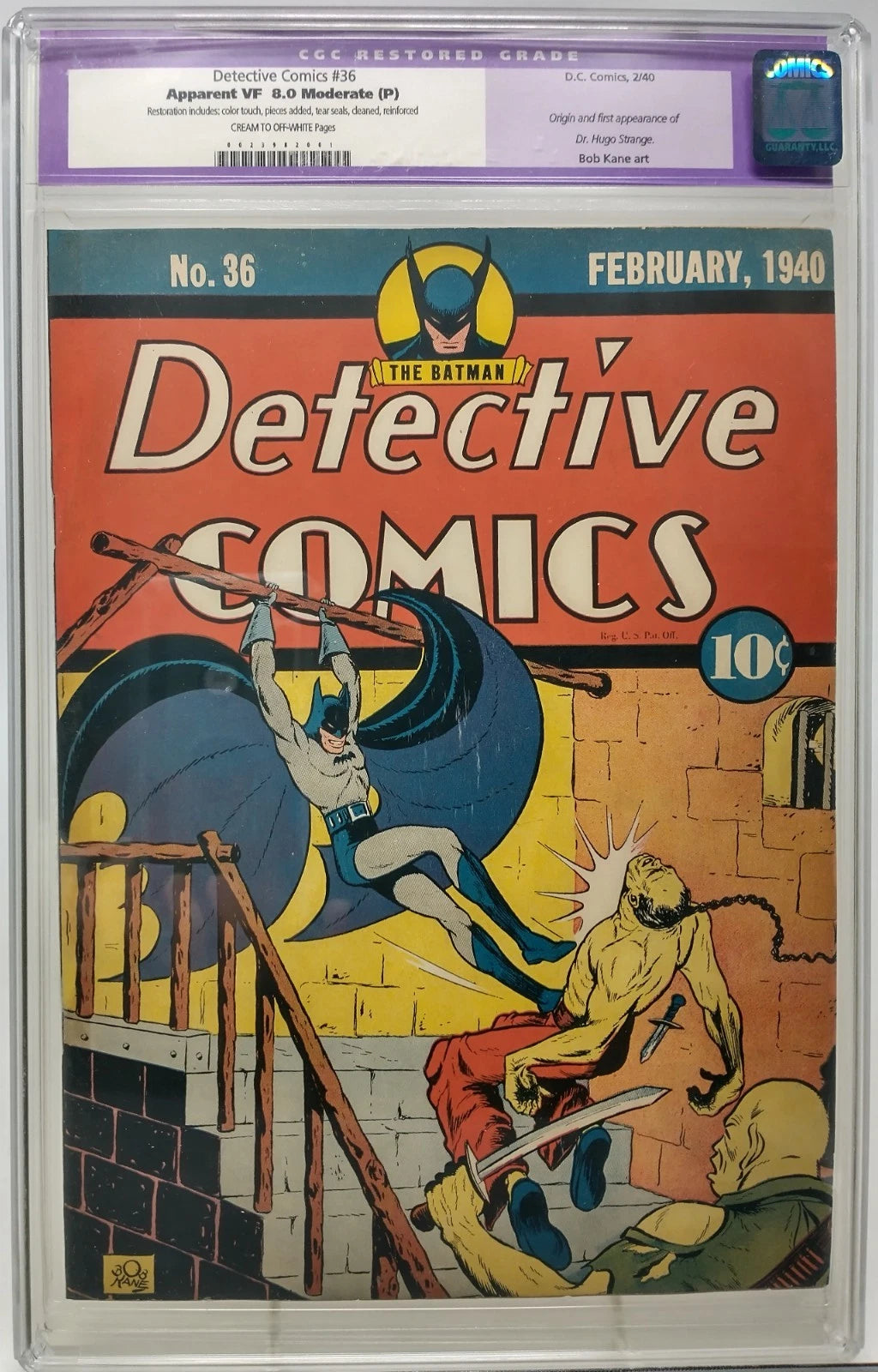 DETECTIVE COMICS #36 - DC 1940 - CGC 8.0 - ORIGIN 1ST HUGO STRANGE