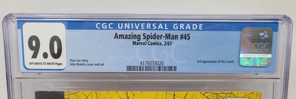 AMAZING SPIDER-MAN #45 - MARVEL 1967 - CGC 9.0 - 3RD LIZARD
