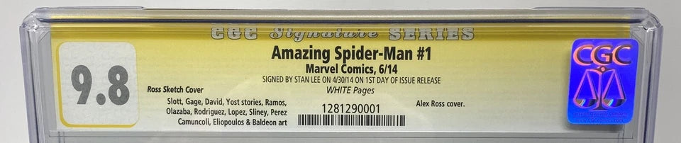 AMAZING SPIDER-MAN #1 - MARVEL 2014 - CGCS 9.8 - ALEX ROSS COVER SIGNED BY STAN LEE