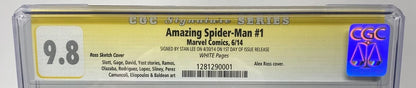 AMAZING SPIDER-MAN #1 - MARVEL 2014 - CGCS 9.8 - ALEX ROSS COVER SIGNED BY STAN LEE