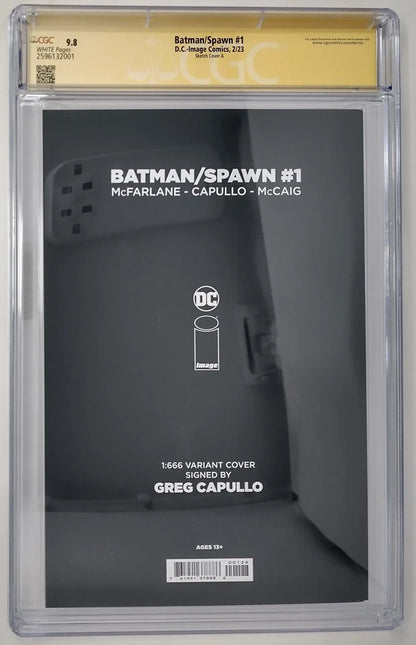 BATMAN SPAWN #1 SKETCH CVR A - CGC 9.8 NM/MT - DC IMAGE 2023 - SIGNED BY GREG CAPULLO