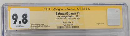 BATMAN SPAWN #1 SKETCH CVR A - CGC 9.8 NM/MT - DC IMAGE 2023 - SIGNED BY GREG CAPULLO