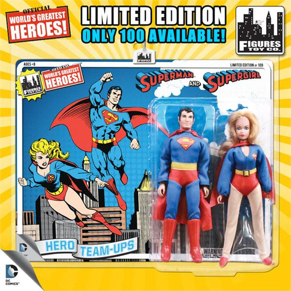 2-PACK DC RETRO SUPERMAN / SUPERGIRL 8IN AF