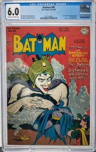 BATMAN #49 ~ DC 1948 ~ CGC 6.0 FN ~ 1ST APPEARANCE OF VICKI VALE & MAD HATTER
