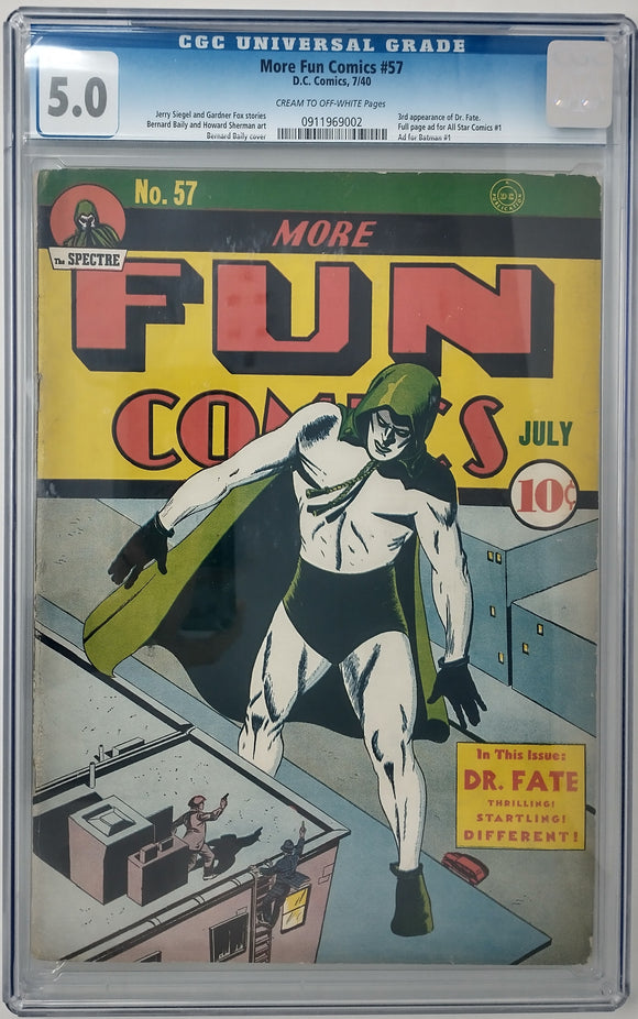 MORE FUN COMICS #57 ~ DC 1940 ~ CGC 5.0 ~ 3RD APPEARANCE OF DR. FATE