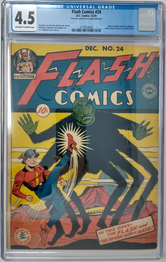 FLASH COMICS #24 ~ DC 1941 ~ CGC 4.5 VG+ ~ SHIERA SAUNDERS BECOMES HAWKGIRL